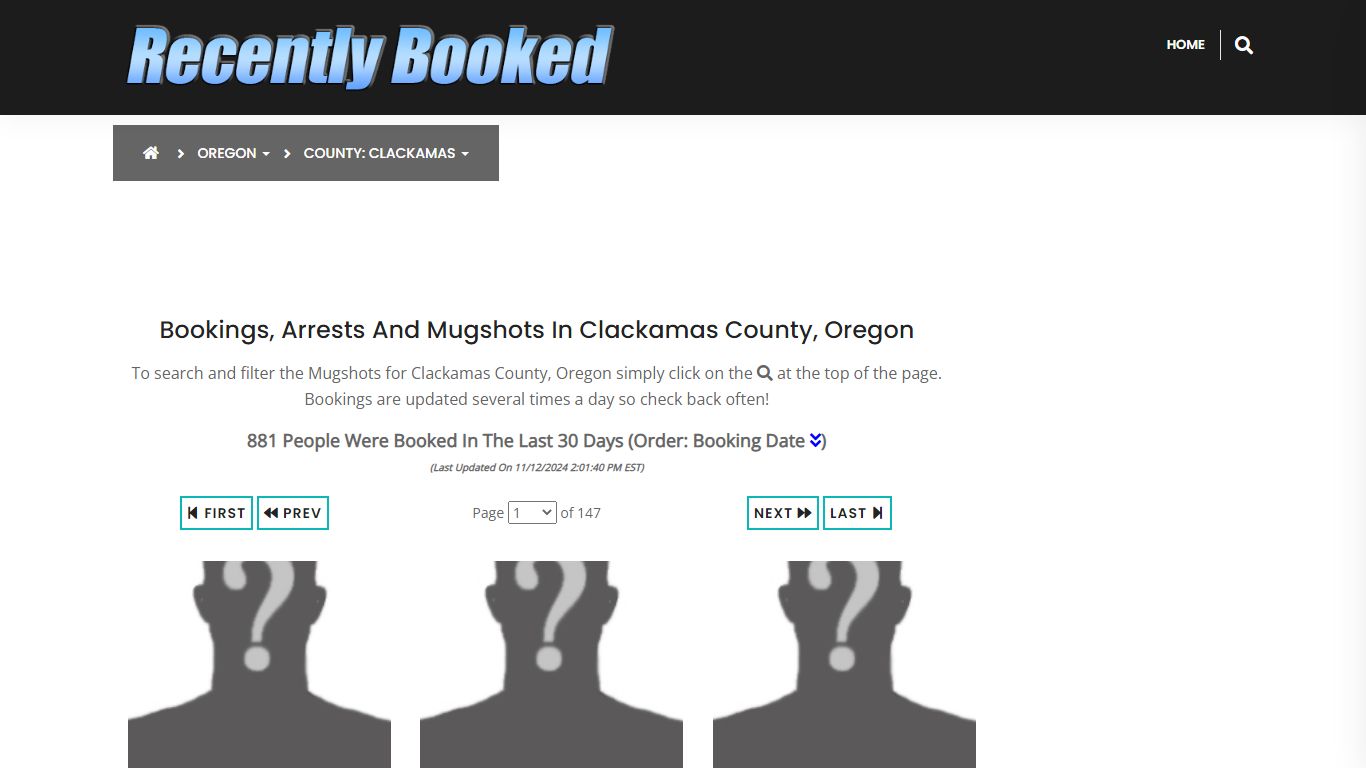 Bookings, Arrests and Mugshots in Clackamas County, Oregon