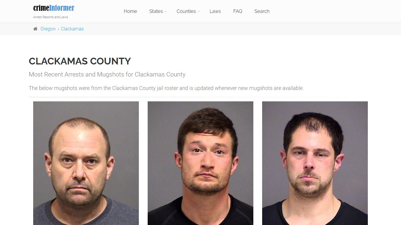 Crime Informer Mugshots and Arrest Reports for Clackamas